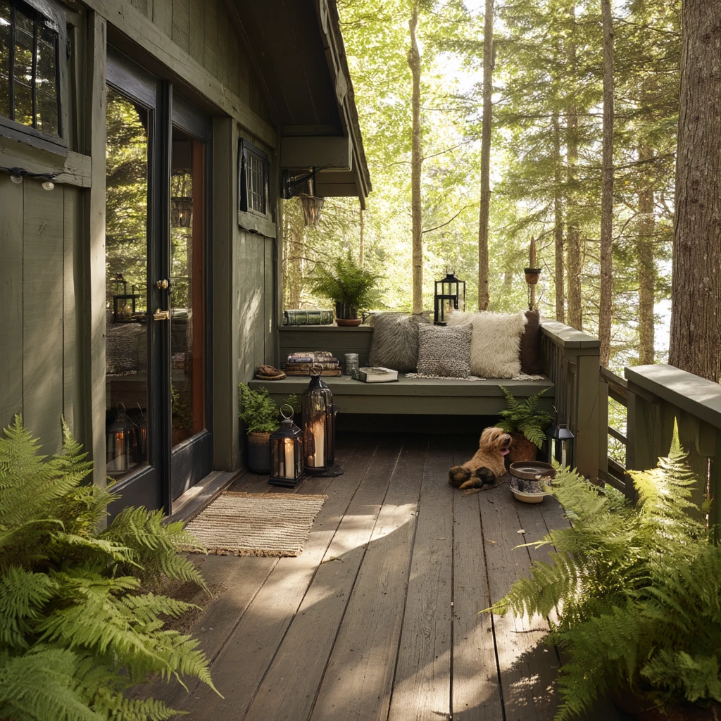 Moss Green Deck for a Woodland Home