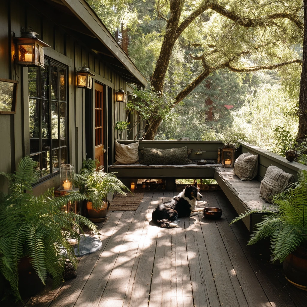 Moss Green Deck for a Woodland Home