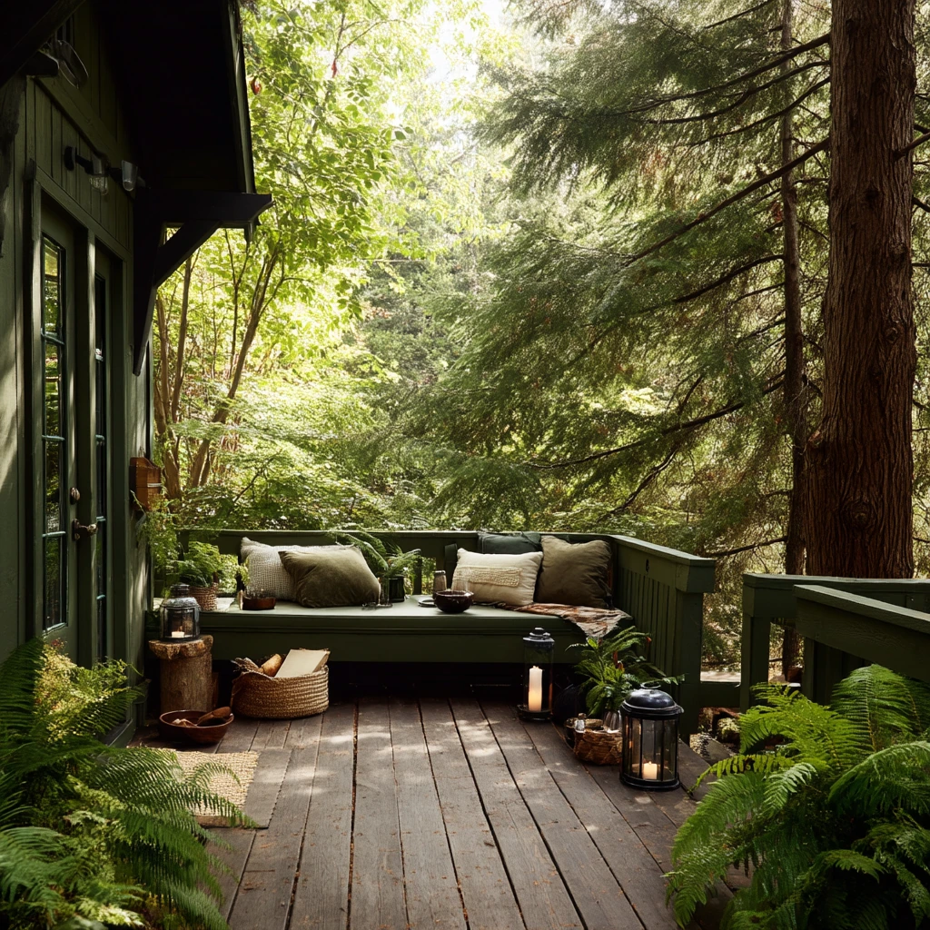 Moss Green Deck for a Woodland Home