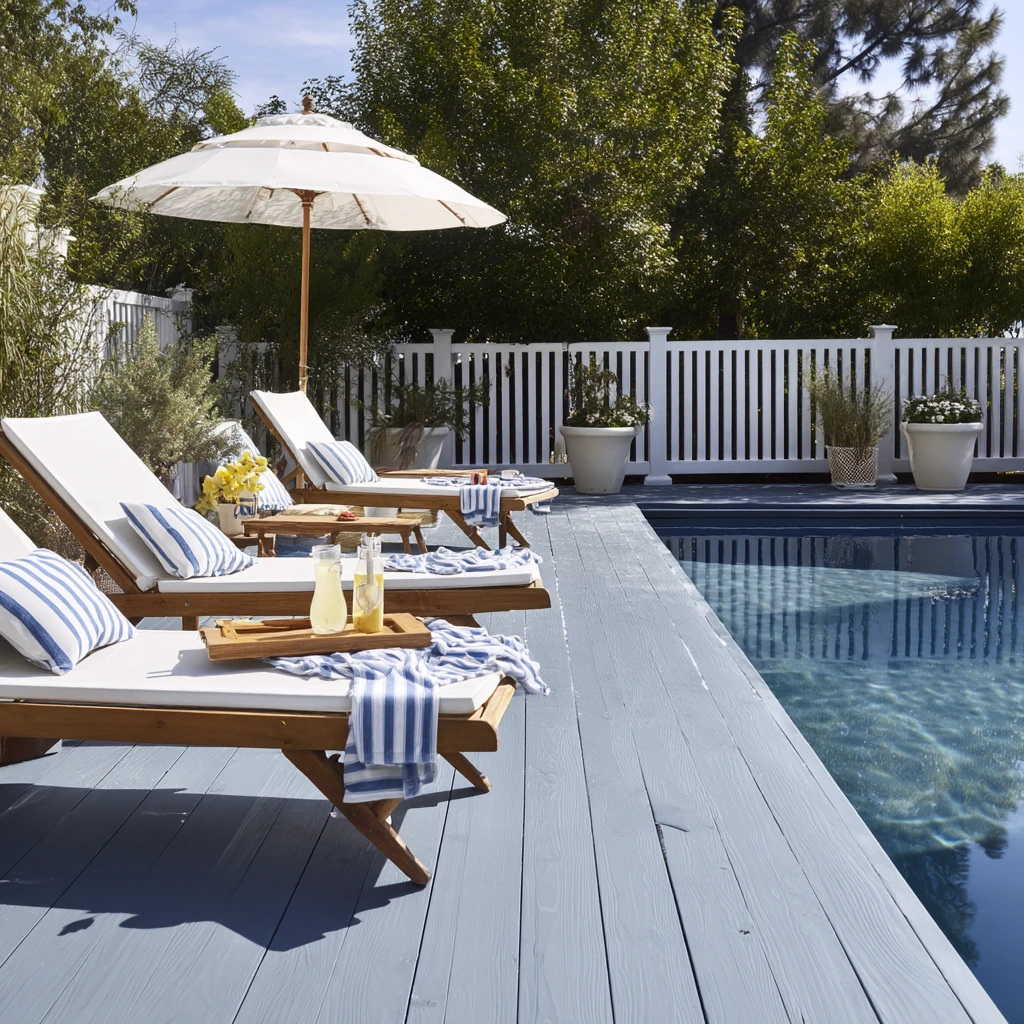 Blue-Gray Deck for Poolside Family Life