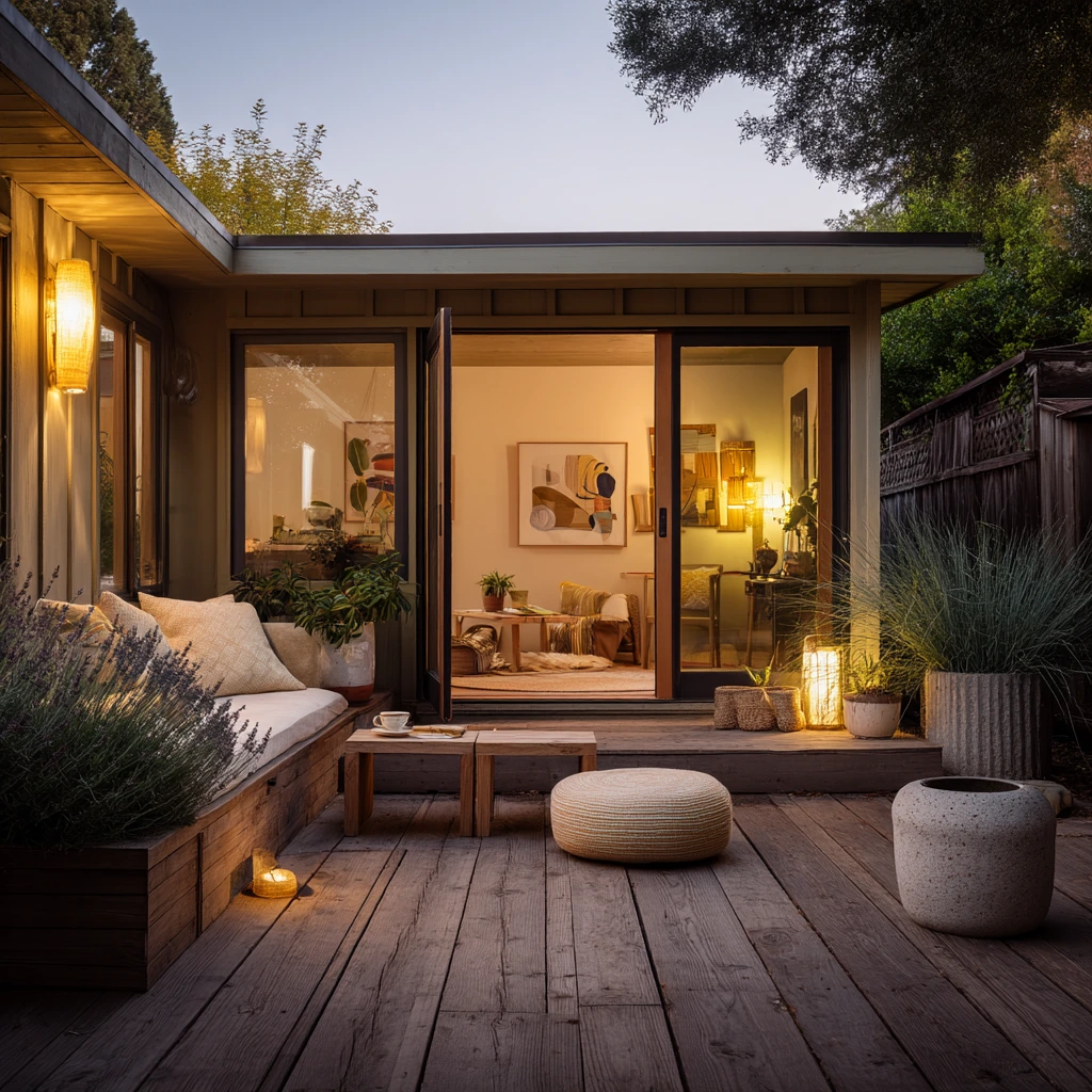 Golden Walnut Deck With Evening Glow