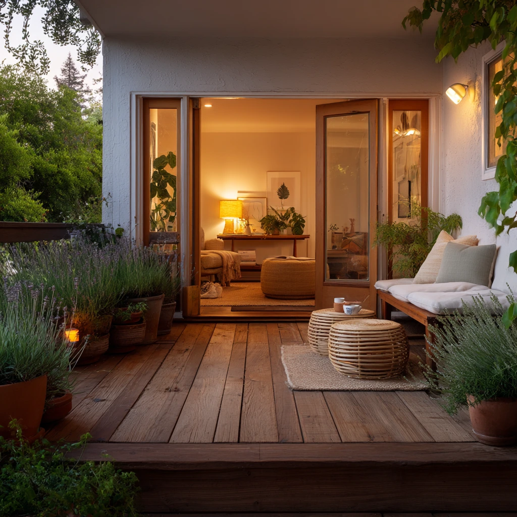 Golden Walnut Deck With Evening Glow