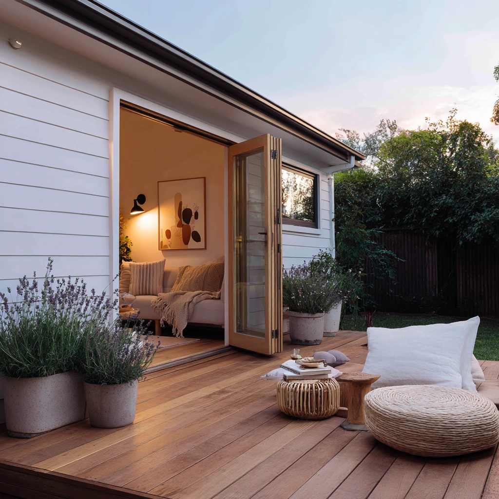 Golden Walnut Deck With Evening Glow