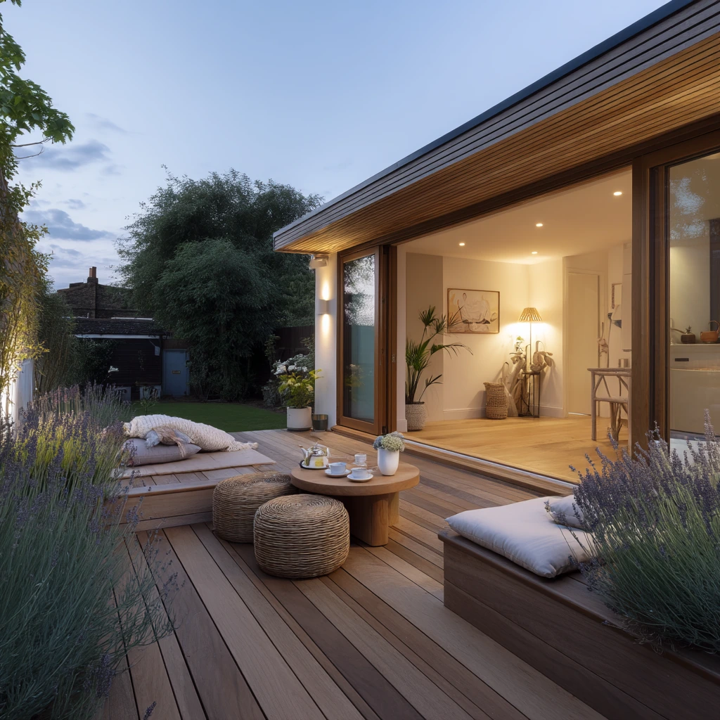 Golden Walnut Deck With Evening Glow