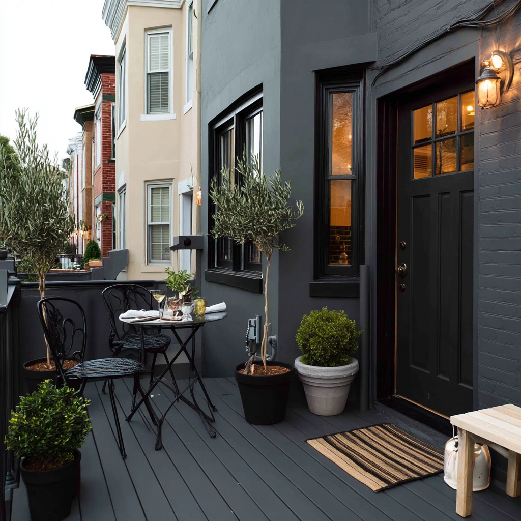 Charcoal Deck for a Modern Row Home