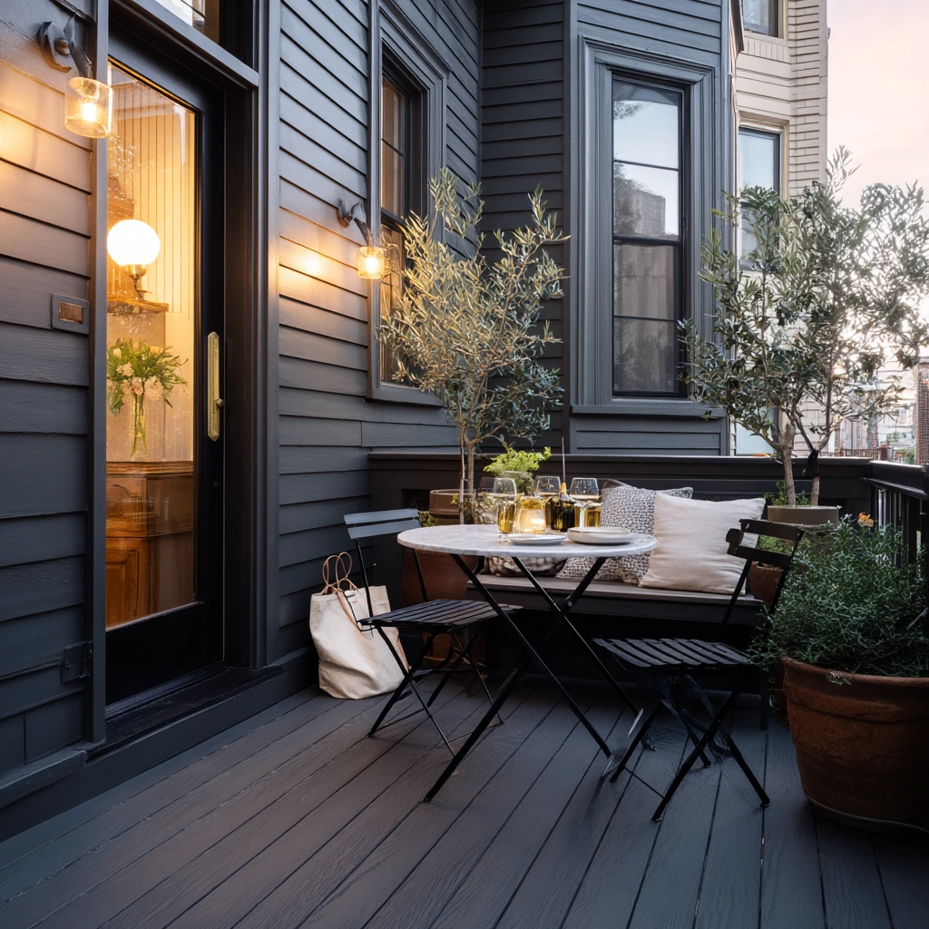 Charcoal Deck for a Modern Row Home