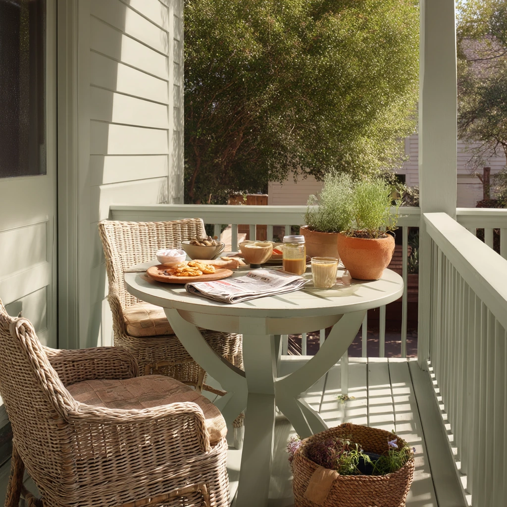 Soft Sage Deck for a Family Breakfast Spot