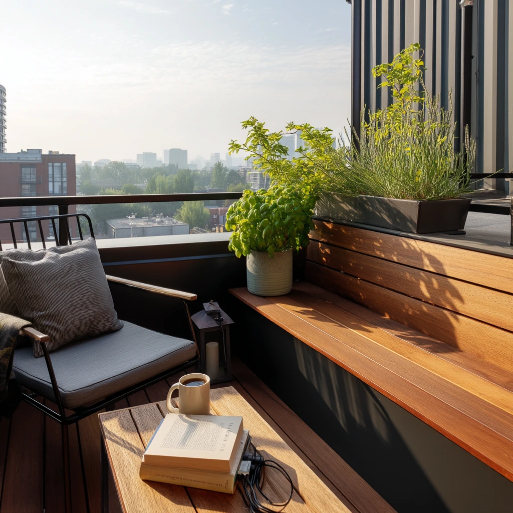 Small Patio Deck with Sleek Metal Trim