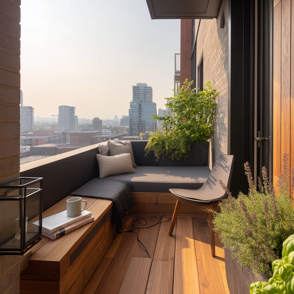 Small Patio Deck with Sleek Metal Trim