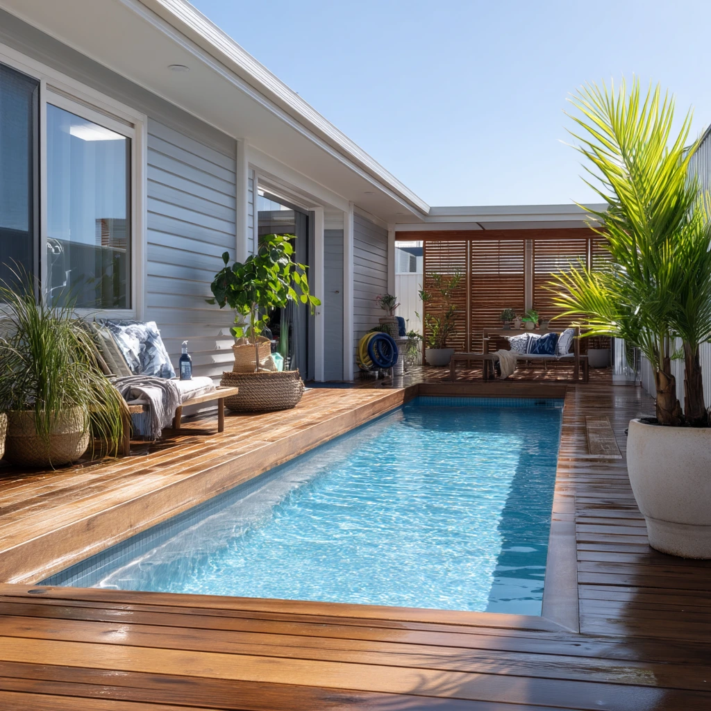 Poolside Deck Fascia with Drainage and Storage