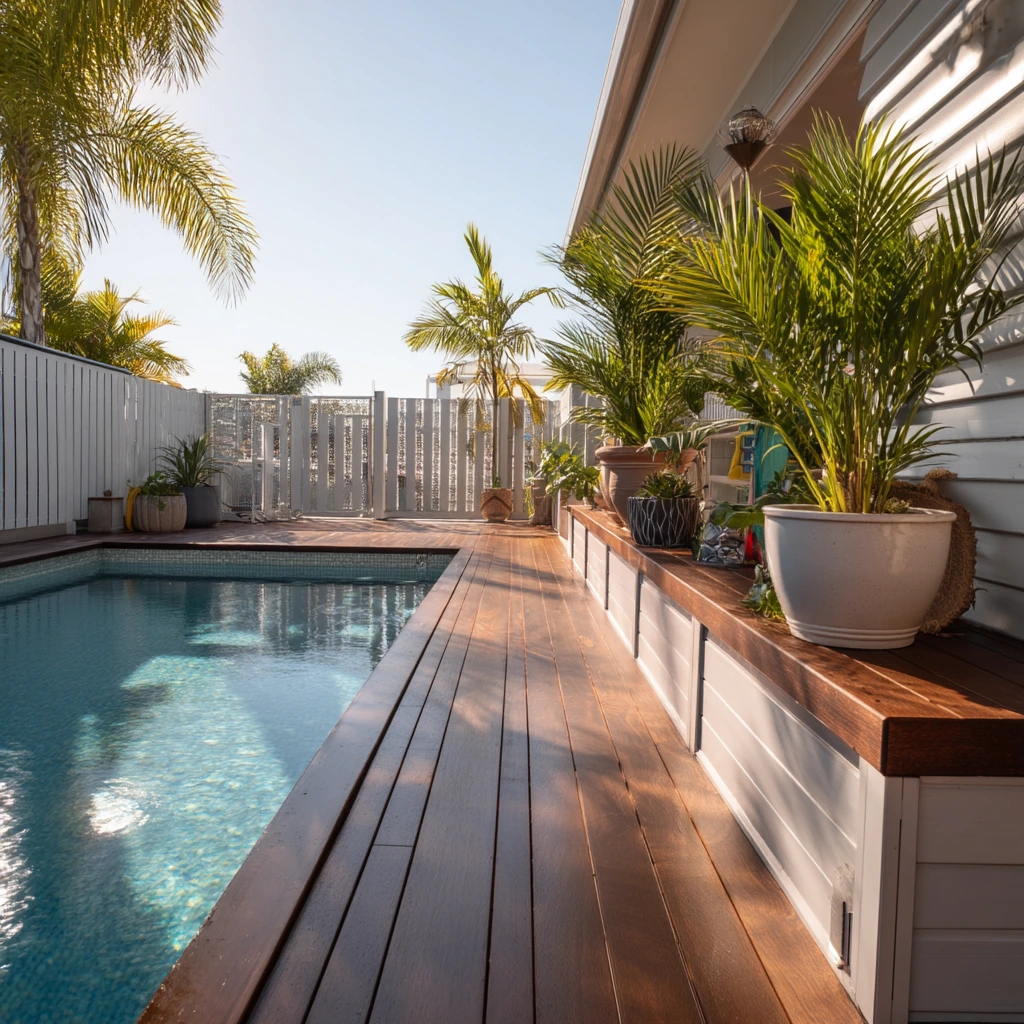 Poolside Deck Fascia with Drainage and Storage