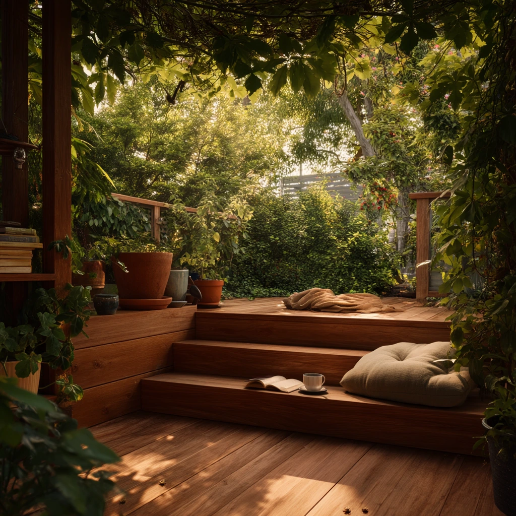 Garden-View Deck Fascia with Natural Stain