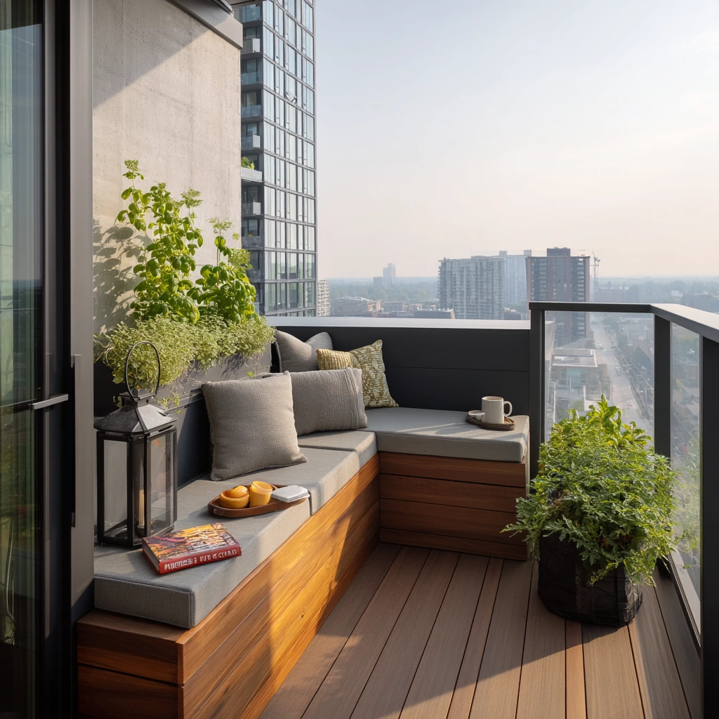 Small Patio Deck with Sleek Metal Trim