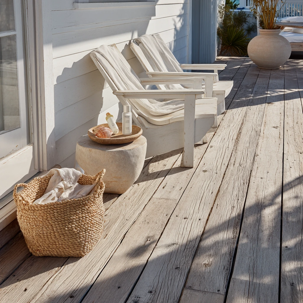 Coastal Deck with Light Weathered Boards