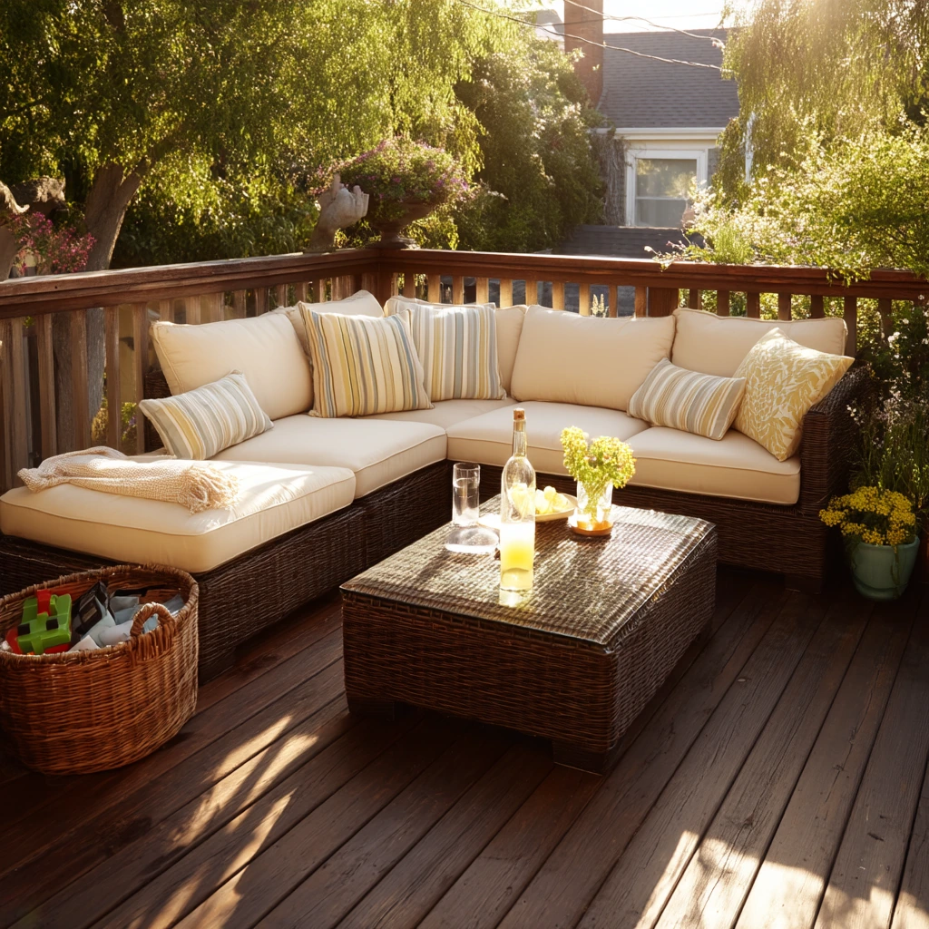 2. Family-Friendly Sectional Deck Lounge
