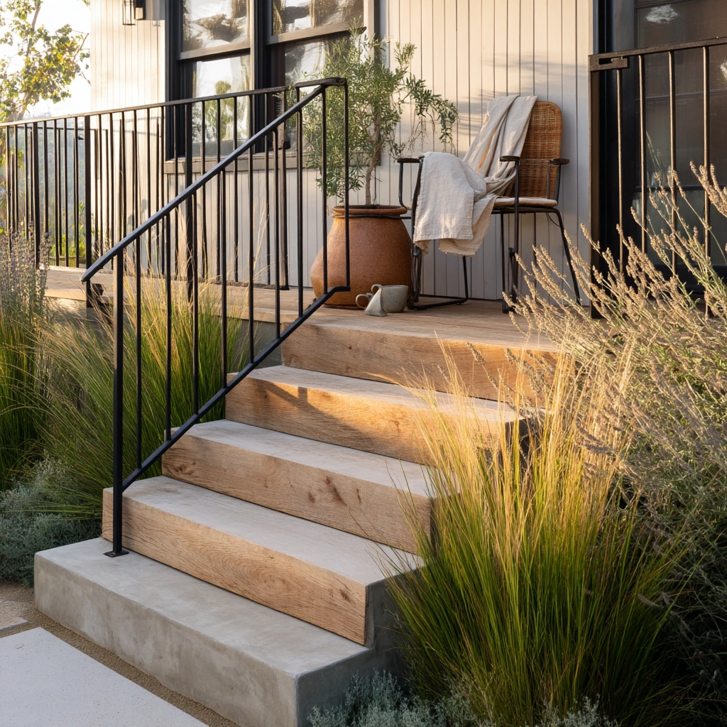 Modern Ranch Steps with Native Planting