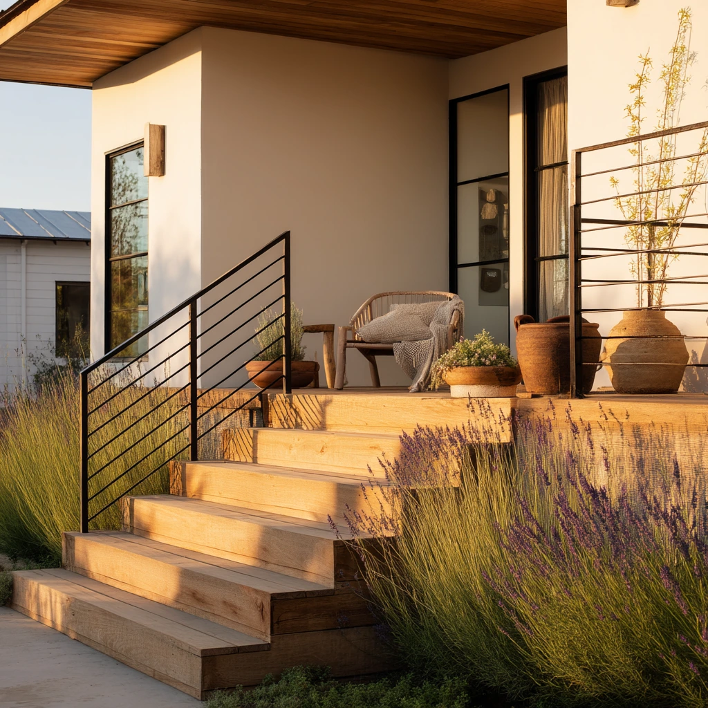Modern Ranch Steps with Native Planting