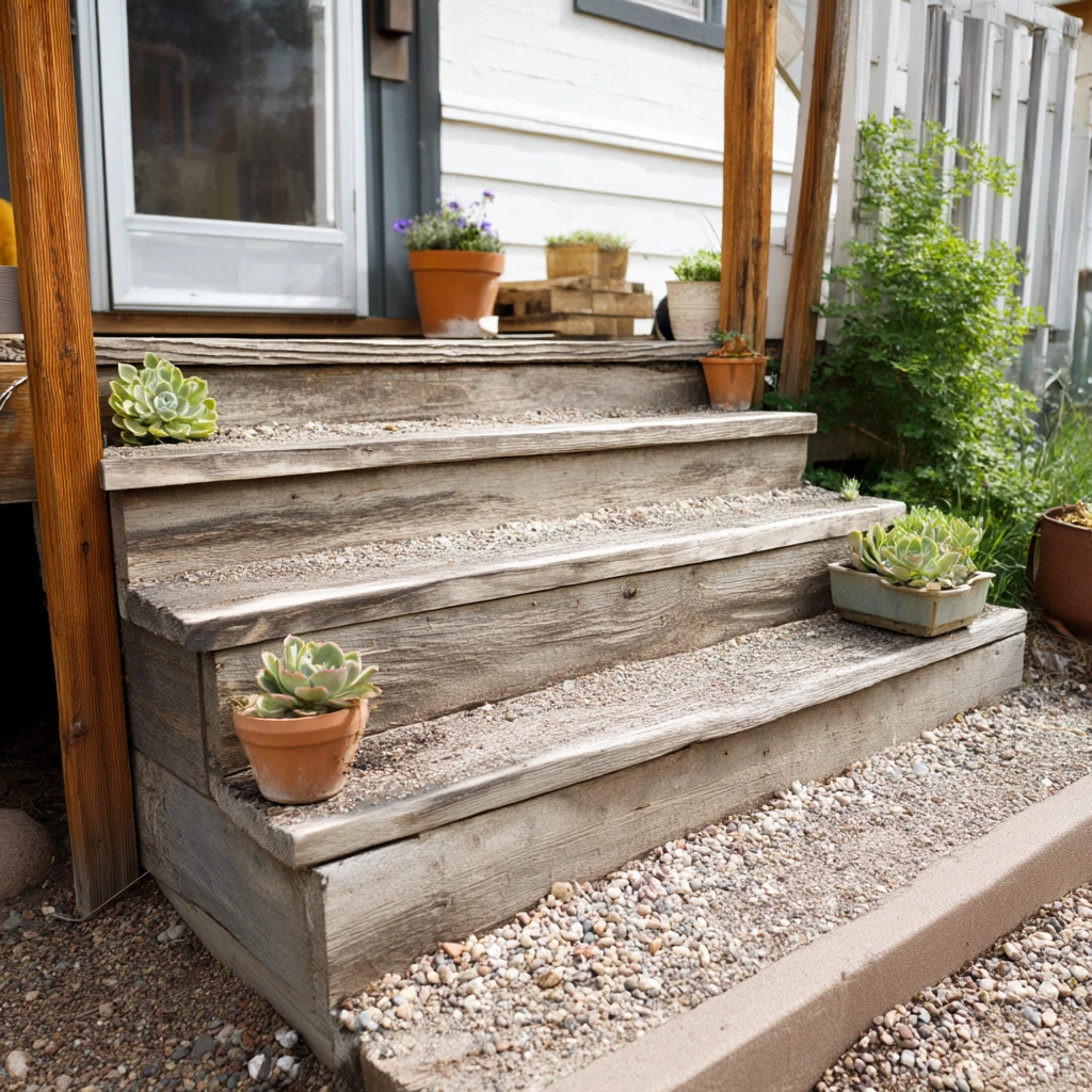 Budget-Friendly Gravel and Timber Steps