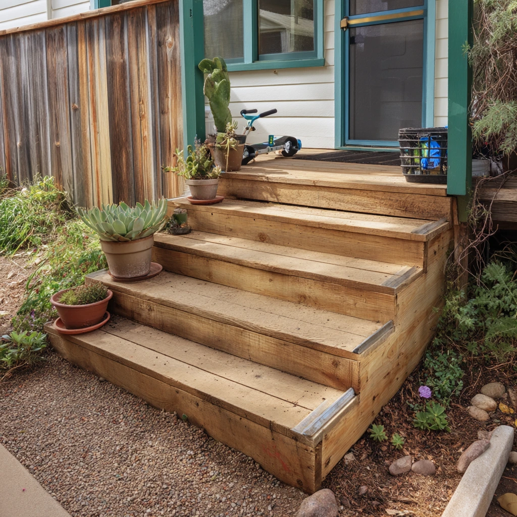 Budget-Friendly Gravel and Timber Steps