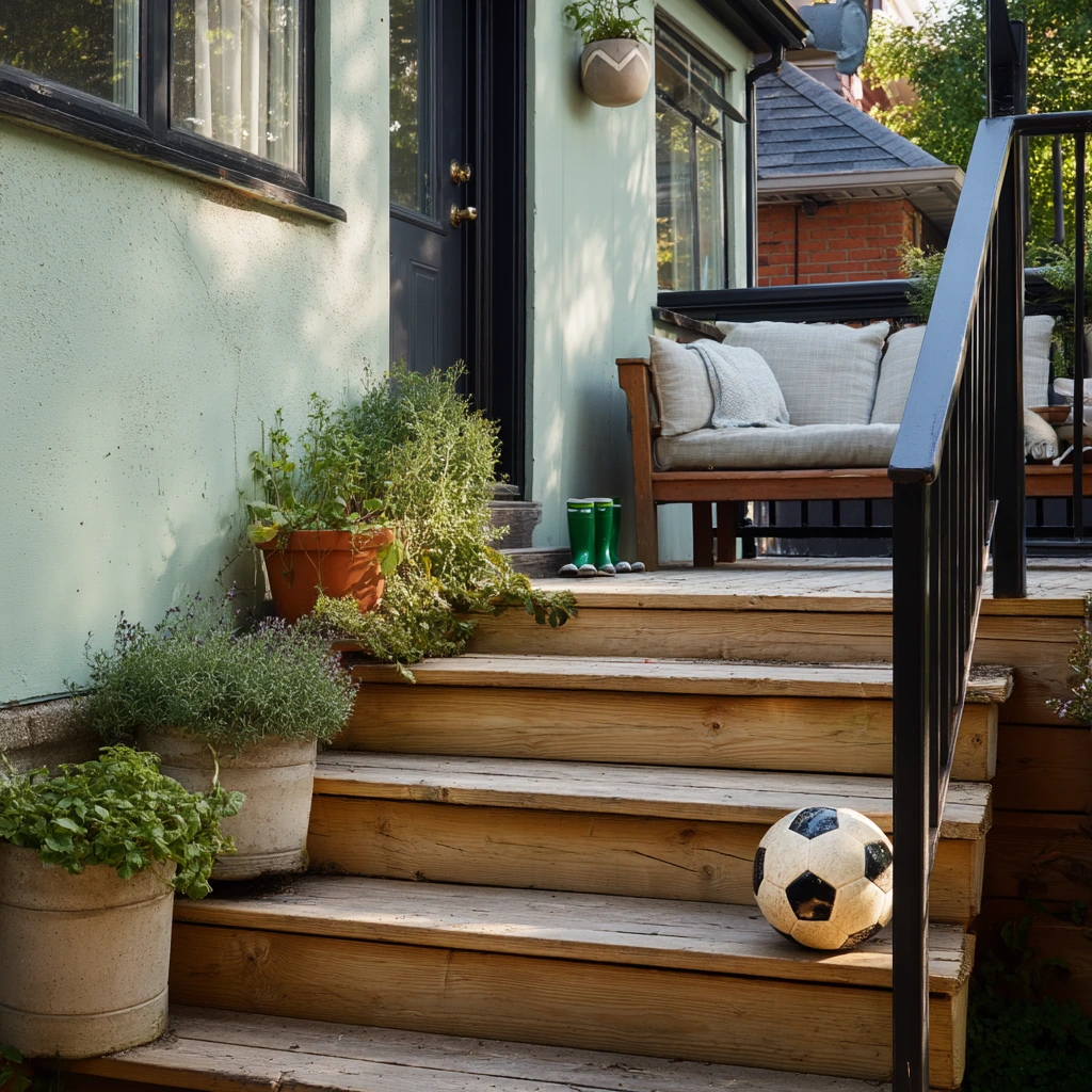 Family-Friendly Painted Deck Steps