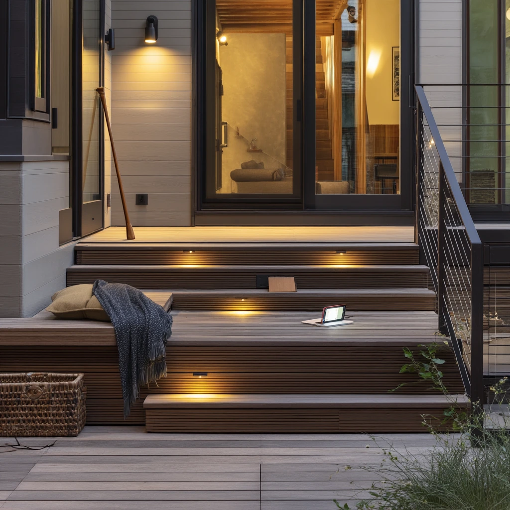 Accessible Deck Steps with Gentle Lighting