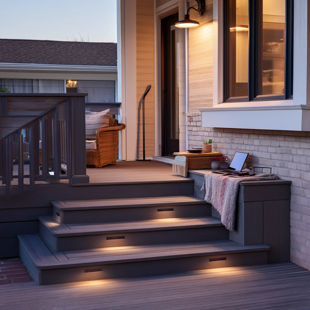 Accessible Deck Steps with Gentle Lighting