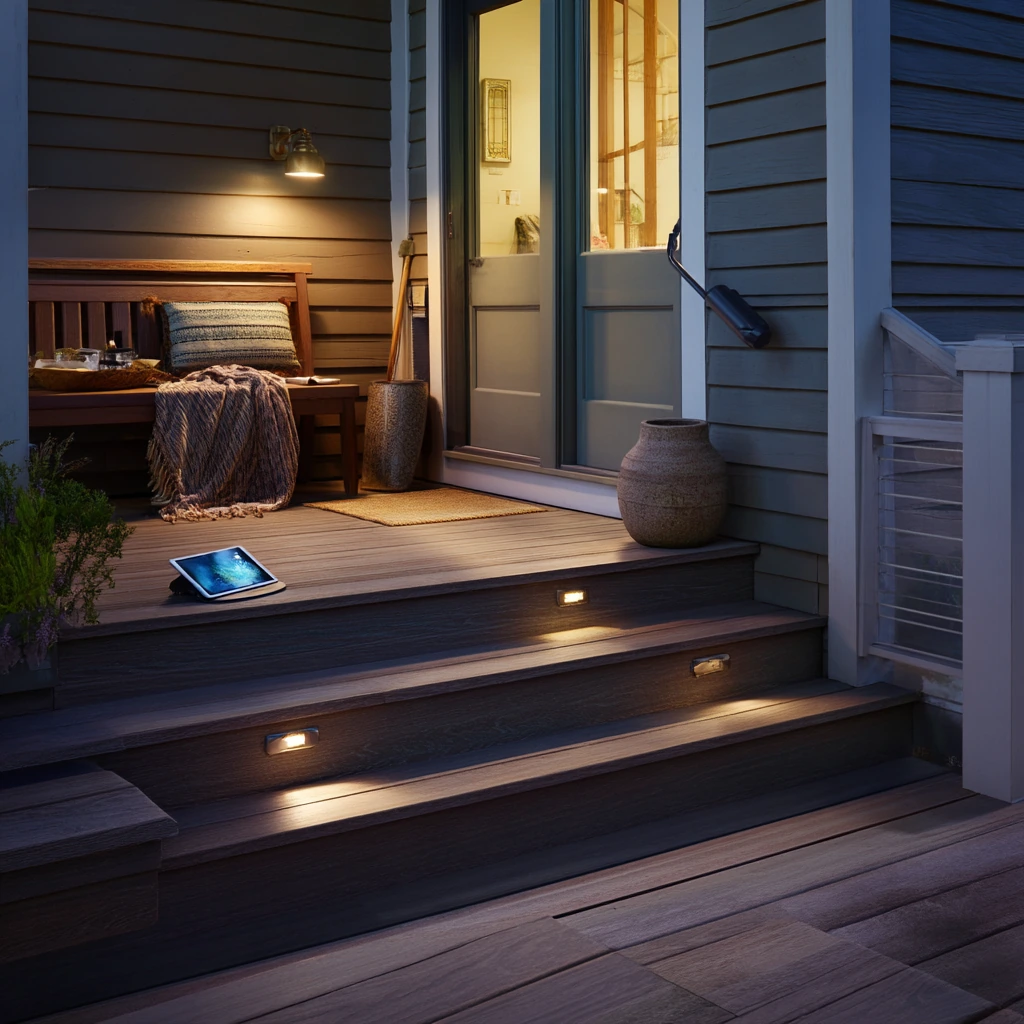 Accessible Deck Steps with Gentle Lighting