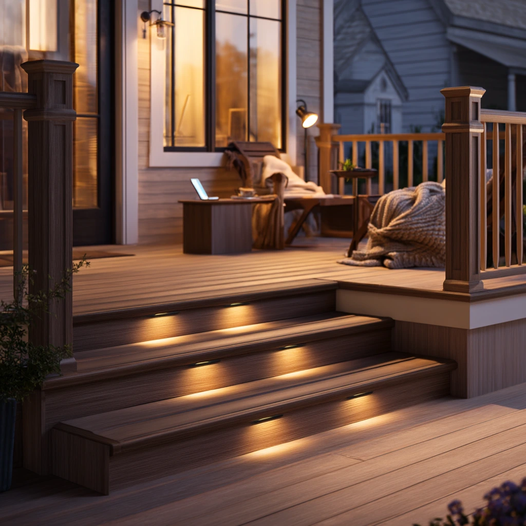 Accessible Deck Steps with Gentle Lighting