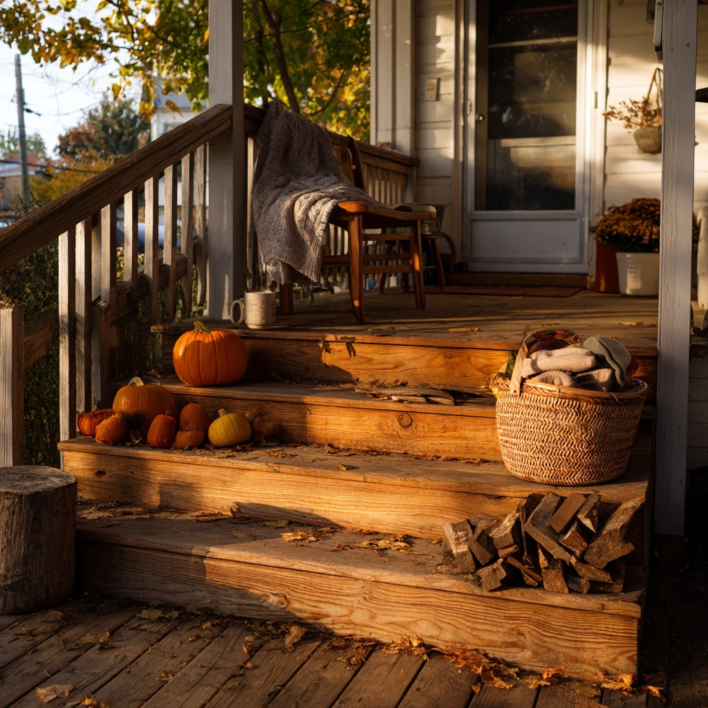 Seasonal Fall Deck Steps Entry