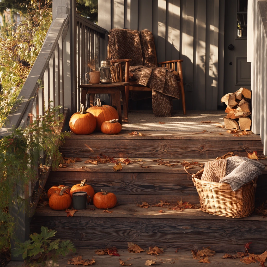 Seasonal Fall Deck Steps Entry