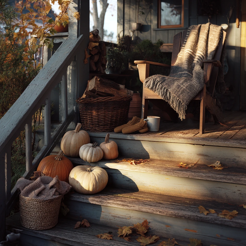 Seasonal Fall Deck Steps Entry