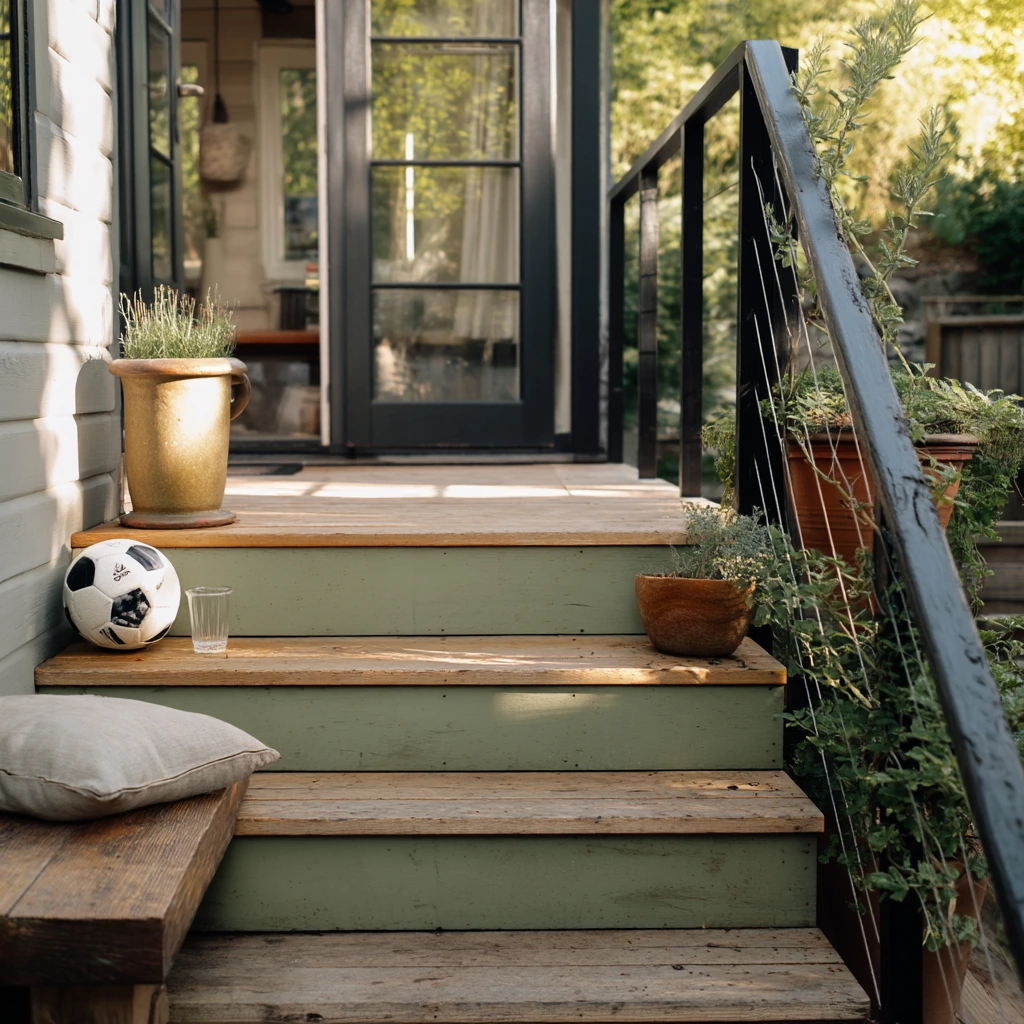 Family-Friendly Painted Deck Steps