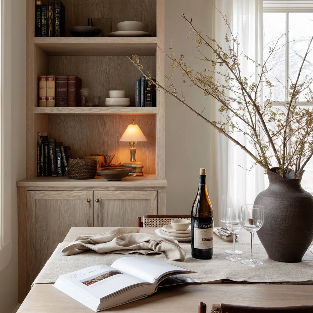 Modern Organic Hutch Styling for Entertaining