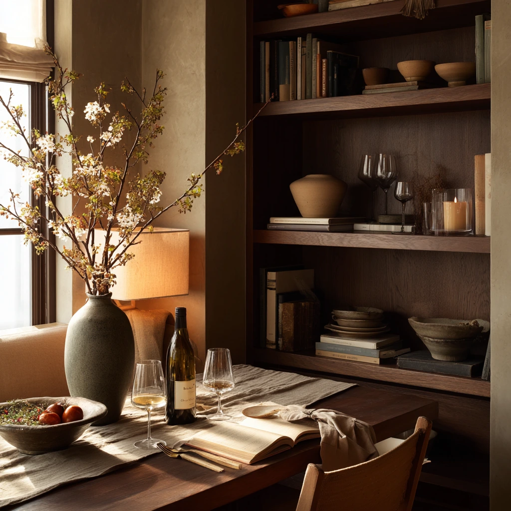 Modern Organic Hutch Styling for Entertaining