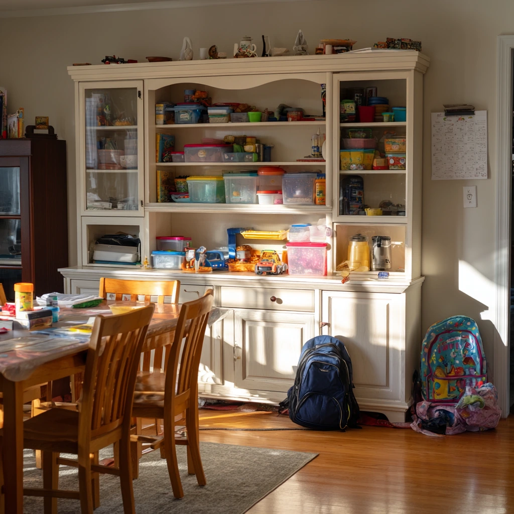 Open Shelves and Hutch Storage for a Busy Household