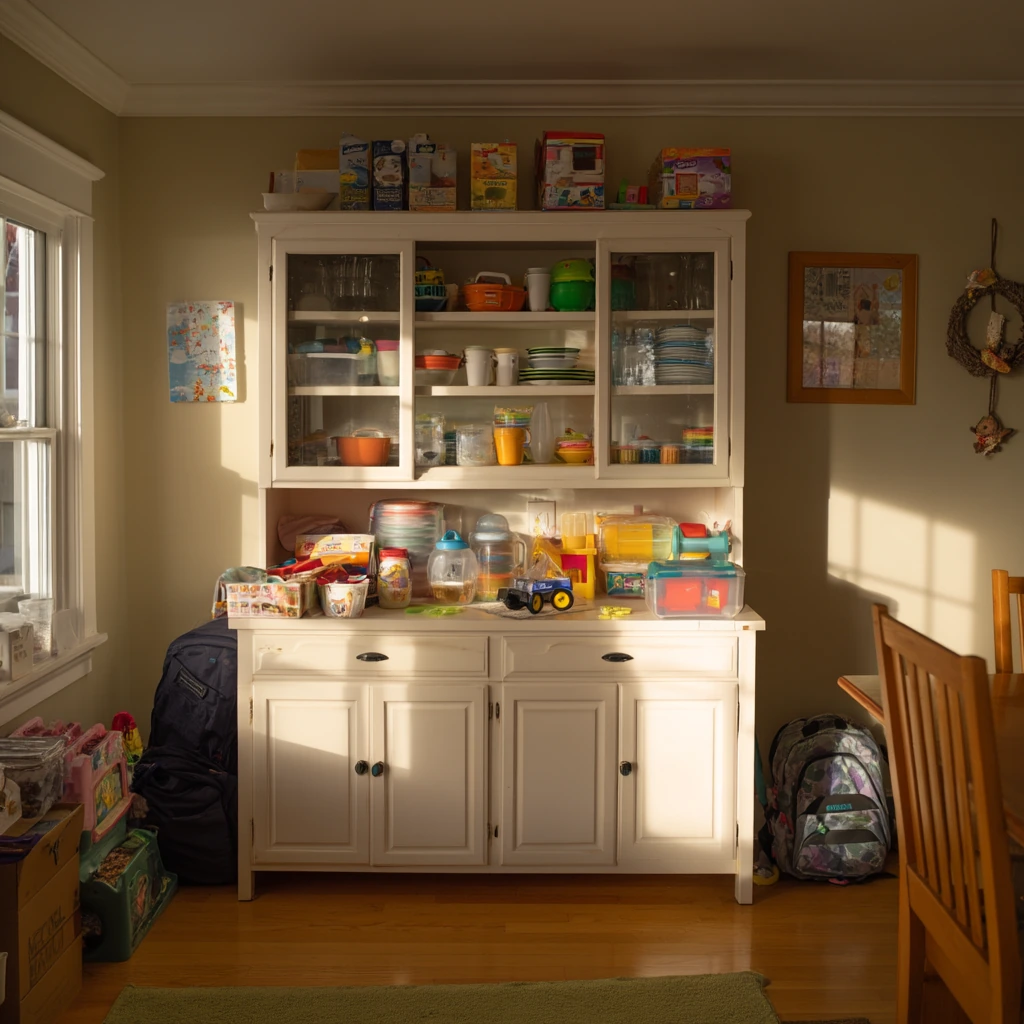 Open Shelves and Hutch Storage for a Busy Household