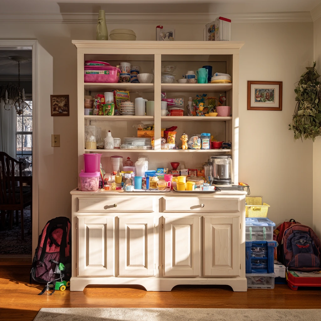Open Shelves and Hutch Storage for a Busy Household