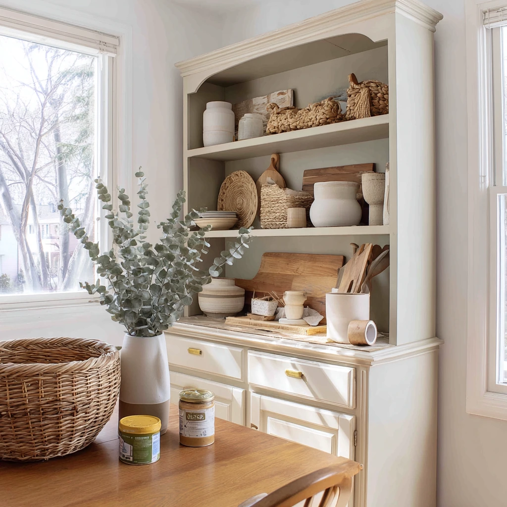 DIY Painted Hutch Refresh in a Transitional Dining Room