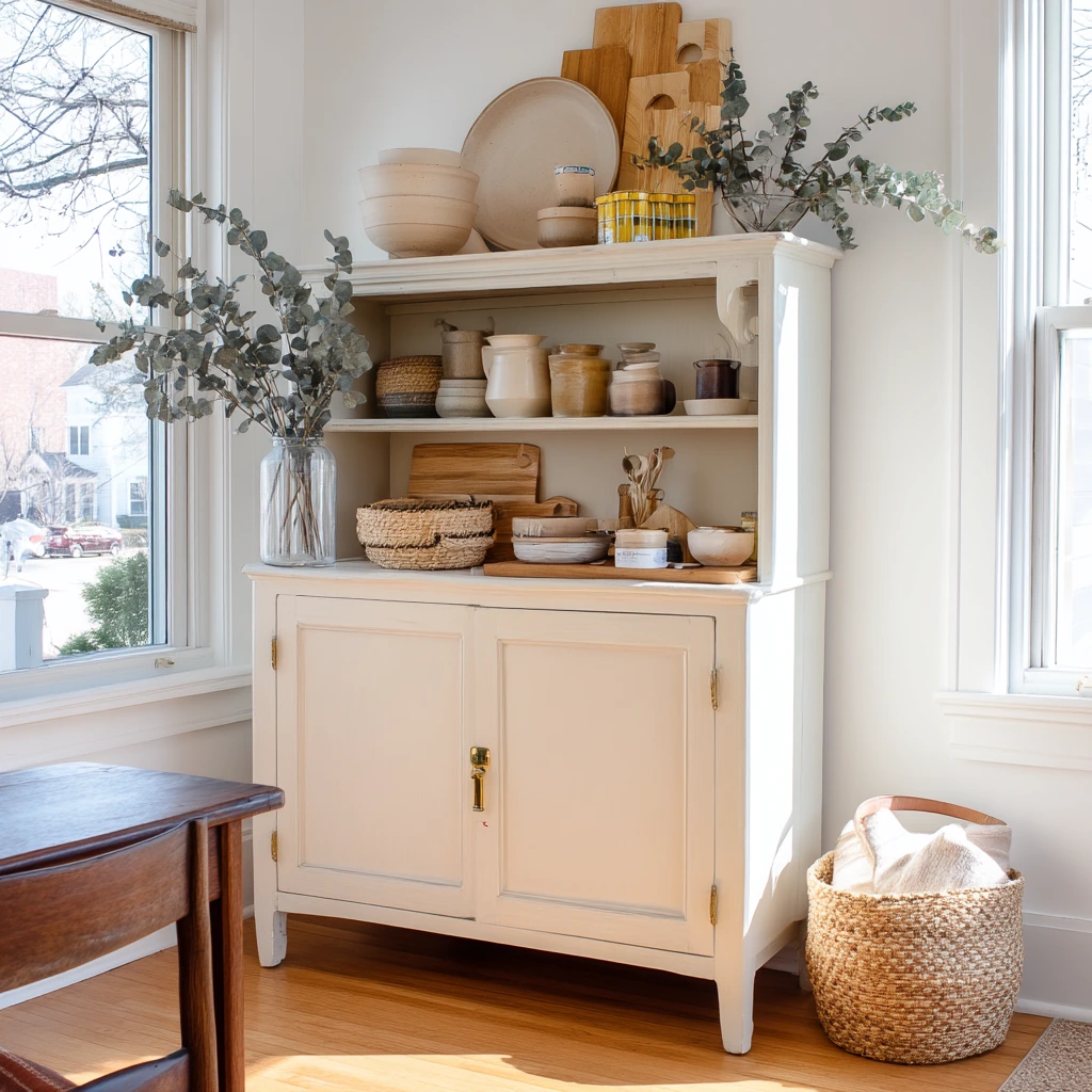 DIY Painted Hutch Refresh in a Transitional Dining Room