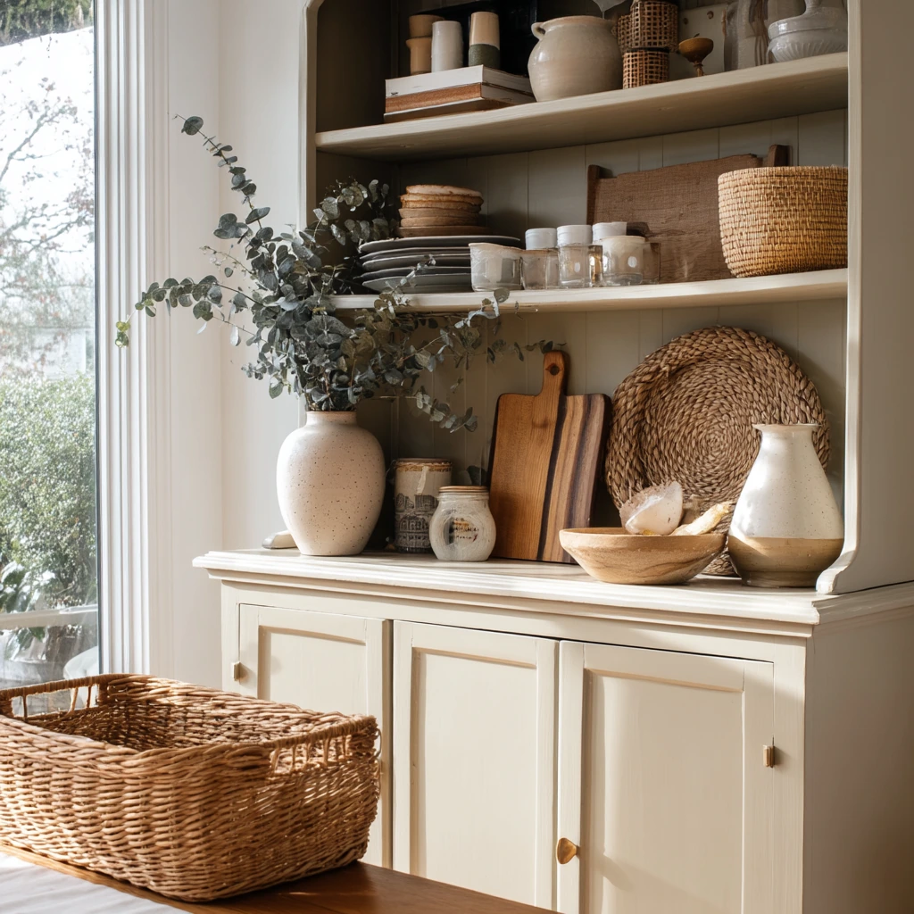 DIY Painted Hutch Refresh in a Transitional Dining Room
