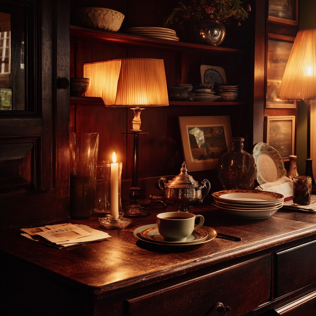 Moody Evening Hutch Lighting for Quiet Dinner Nights