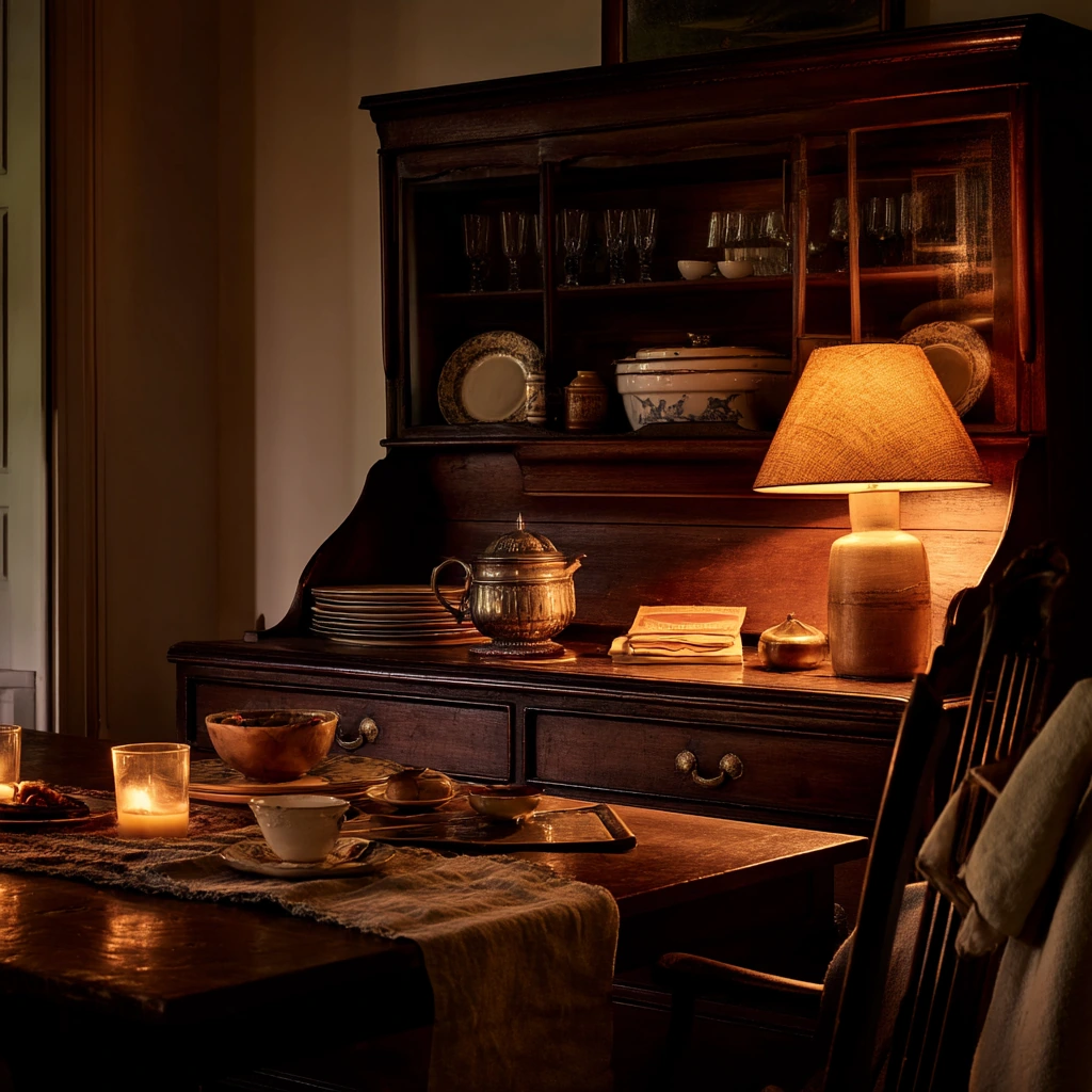 Moody Evening Hutch Lighting for Quiet Dinner Nights