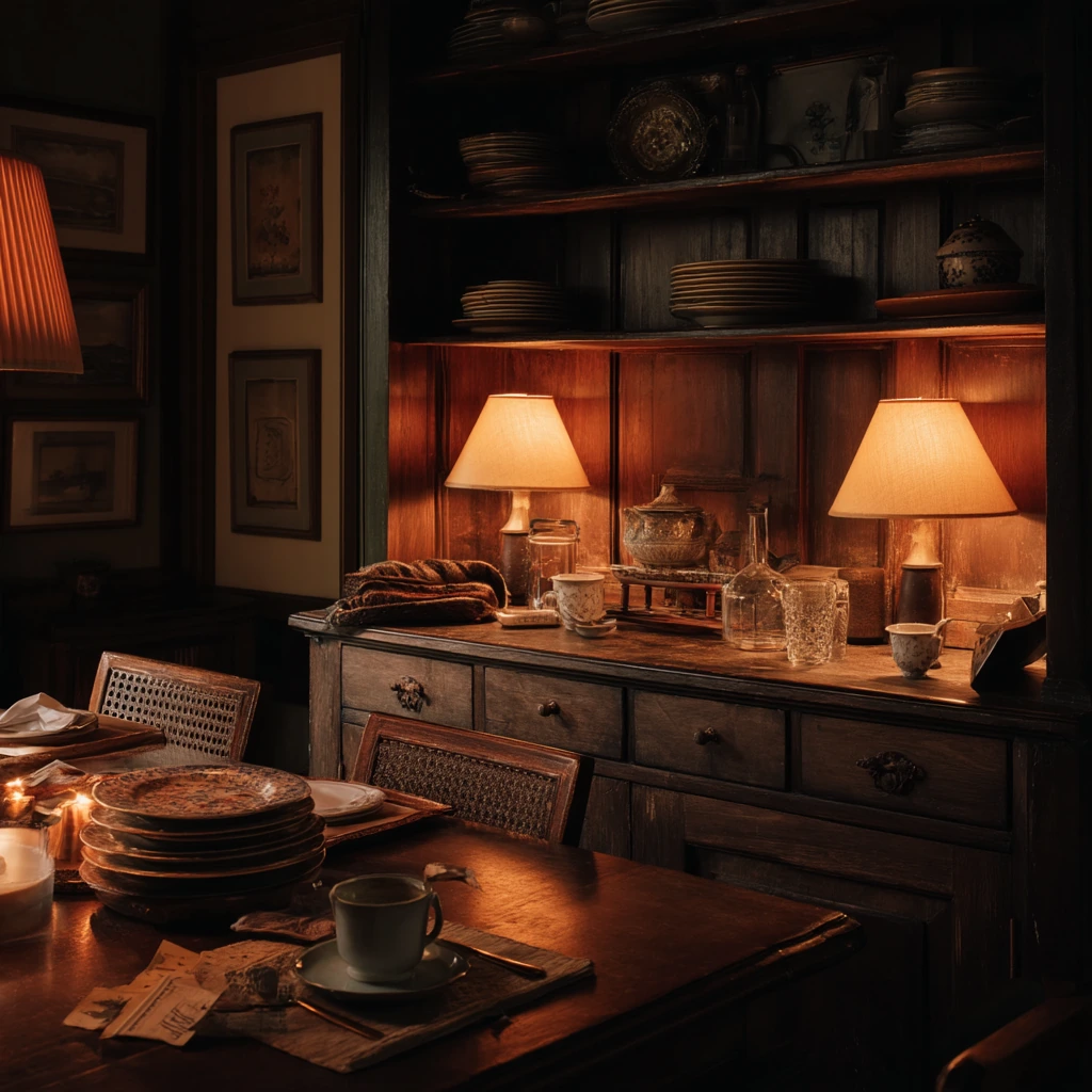 Moody Evening Hutch Lighting for Quiet Dinner Nights