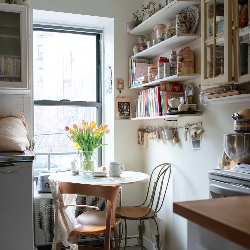 Small-Space Hutch Idea for a Narrow Dining Nook