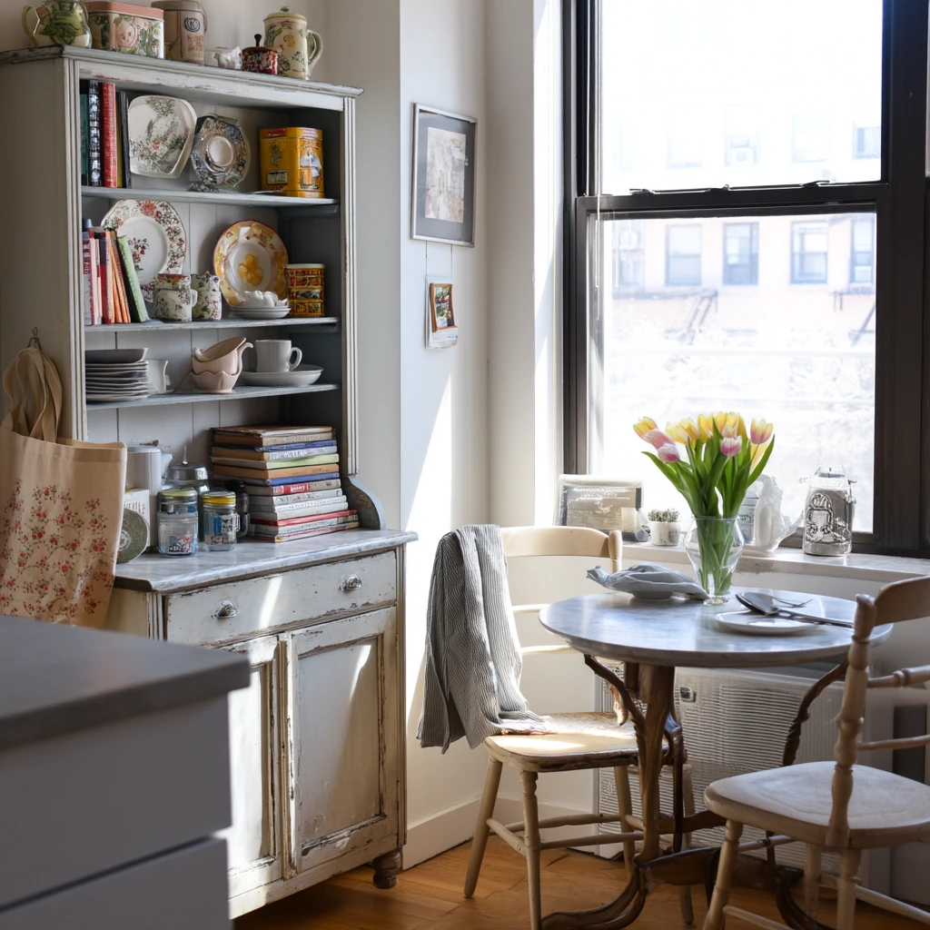 Small-Space Hutch Idea for a Narrow Dining Nook