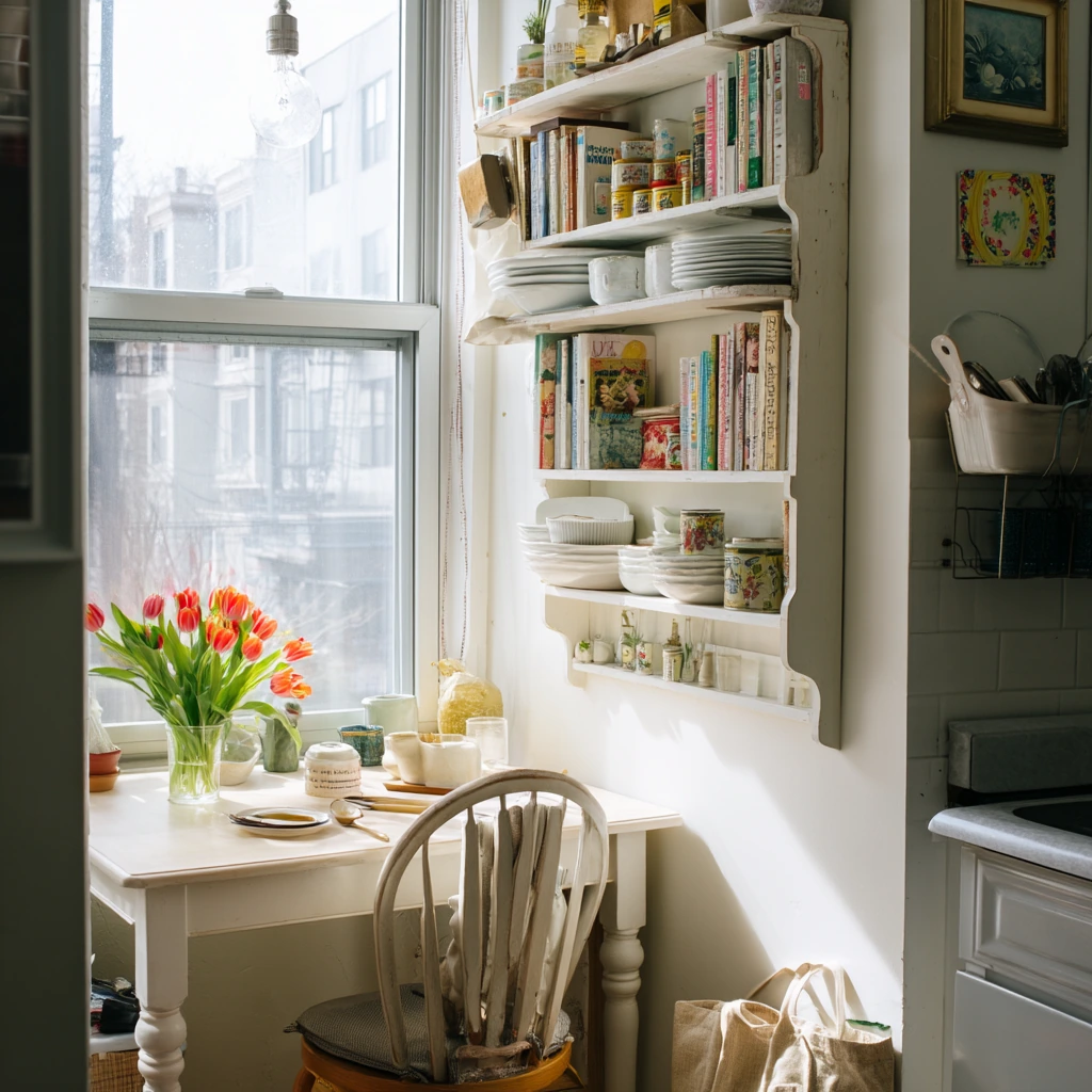 Small-Space Hutch Idea for a Narrow Dining Nook