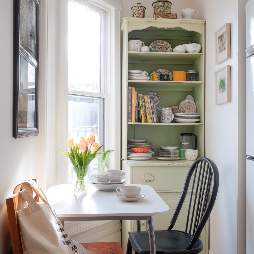 Small-Space Hutch Idea for a Narrow Dining Nook