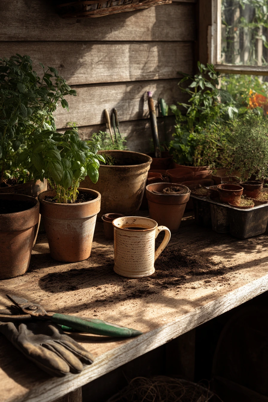 Potting Bench and Herb Patch Corner