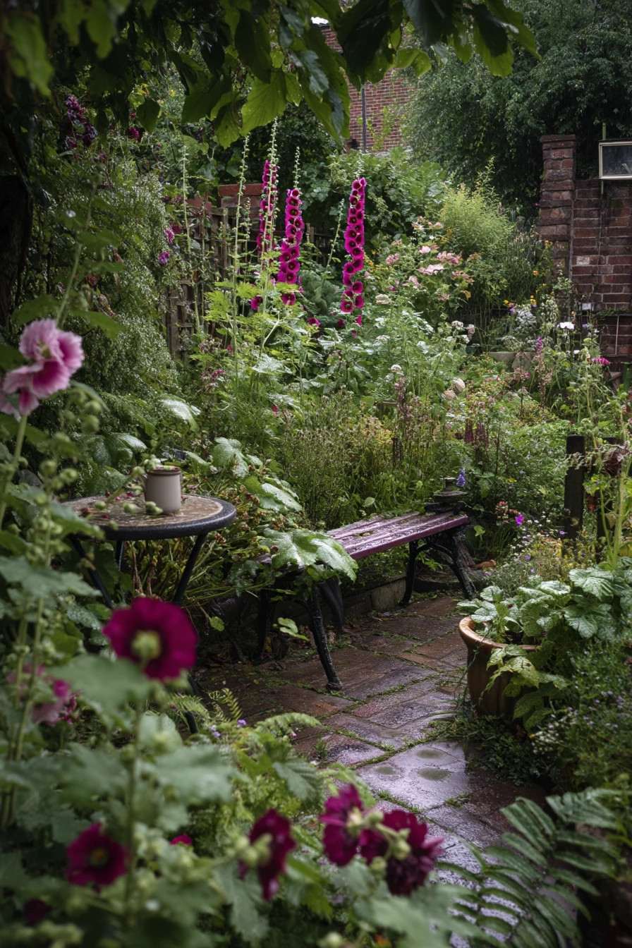 Late Summer Border After a Rain Shower