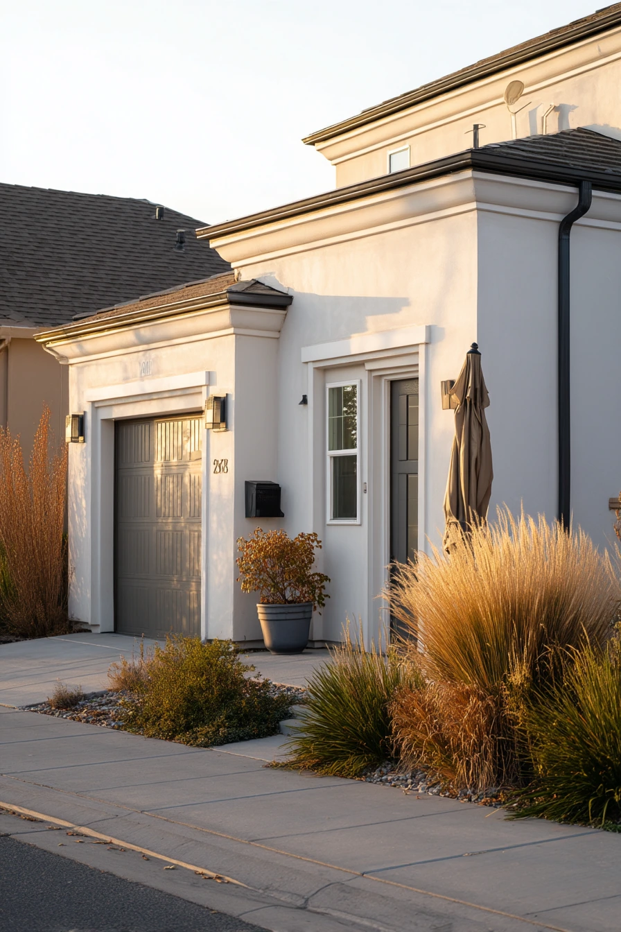 New Build Garage with Sculptural Trim Lines